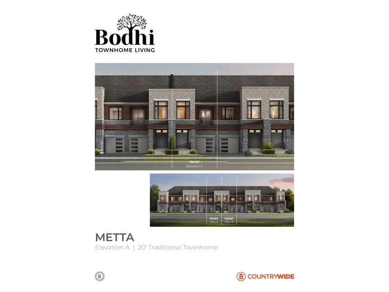 The 20' TRADITIONAL TOWNHOME new home model plan at the Bodhi by CountryWide Homes in Brampton