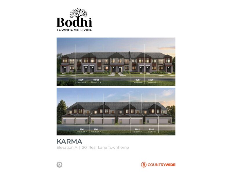 The 20' REAR LANE TOWNHOME new home model plan at the Bodhi by CountryWide Homes in Brampton