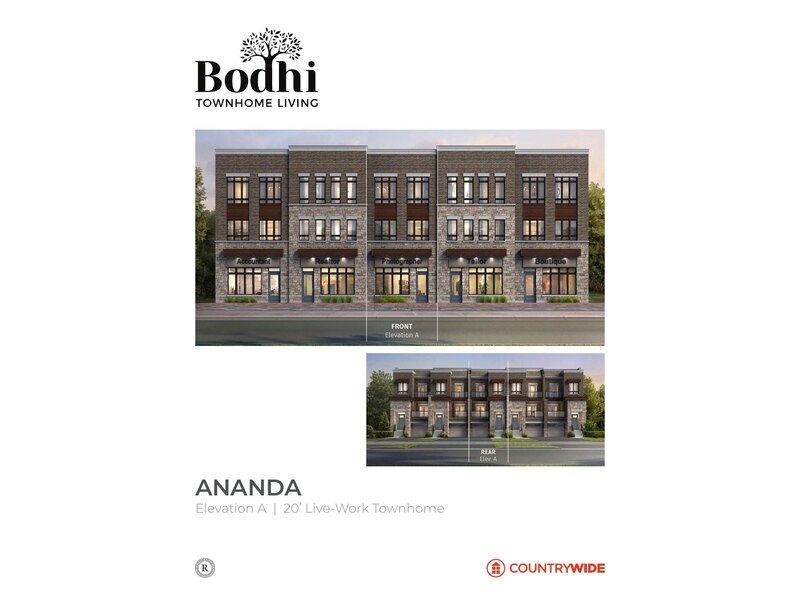 The  20' LIVE-WORK TOWNHOME new home model plan at the Bodhi by CountryWide Homes in Brampton