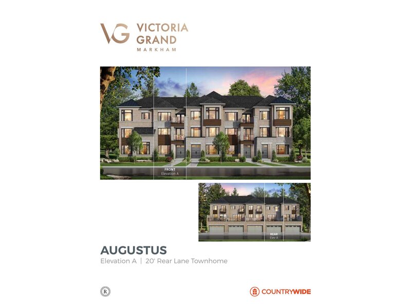 The 20' Rear Lane Townhome new home model plan at the Victoria Grand by CountryWide Homes in Markham