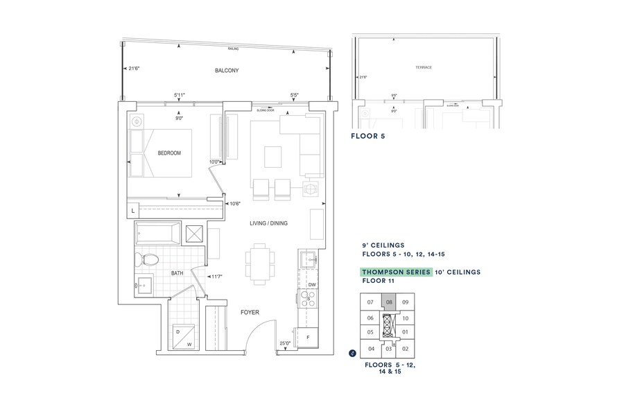 A555 BF floor plan at Thompson Towers Spring Tower by Greenpark in Milton, ON