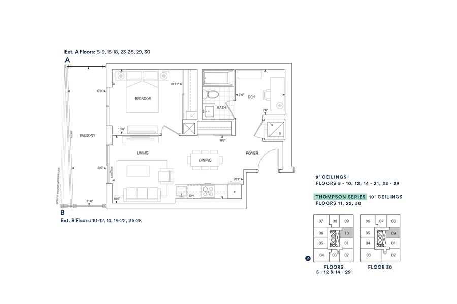 B595 floor plan at Thompson Towers Spring Tower by Greenpark in Milton, ON