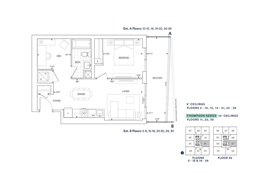 B614 floor plan at Thompson Towers Spring Tower by Greenpark in Milton, ON