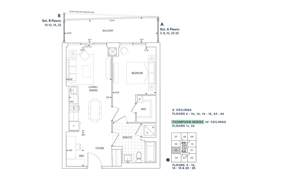 B637 BF floor plan at Thompson Towers Spring Tower by Greenpark in Milton, ON