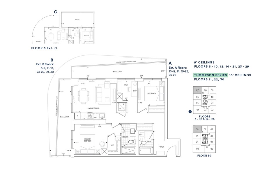 D880 floor plan at Thompson Towers Spring Tower by Greenpark in Milton, ON