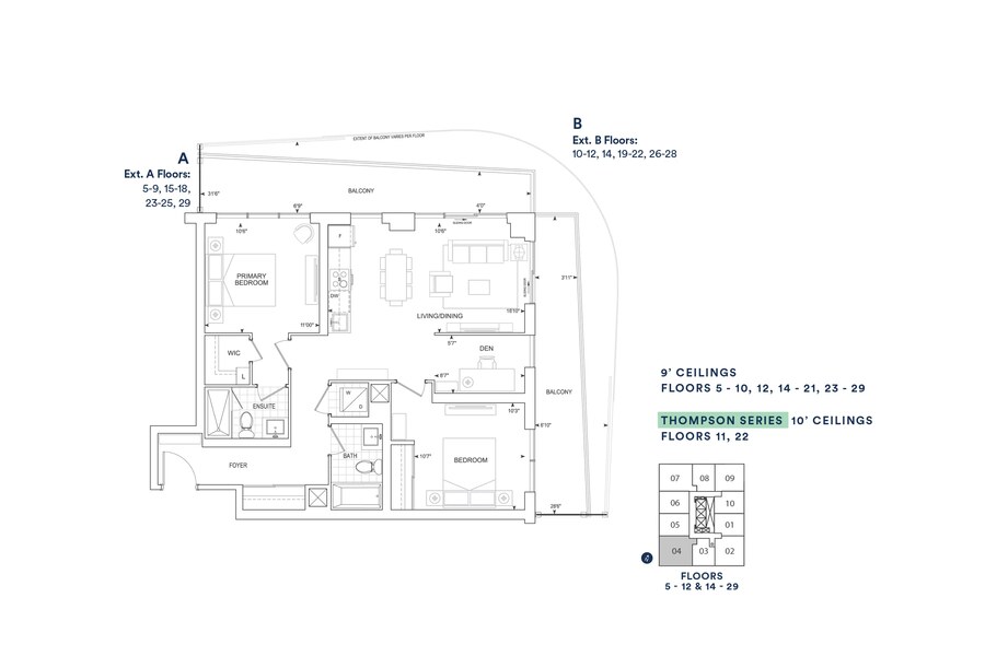 D957 floor plan at Thompson Towers Spring Tower by Greenpark in Milton, ON