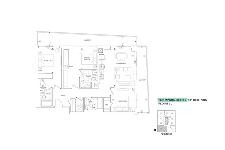 E1227 BF floor plan at Thompson Towers Spring Tower by Greenpark in Milton, ON