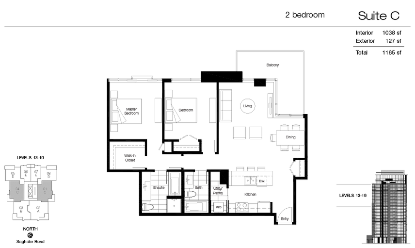 Suite C floor plan at Promontory At Bayview Place by Bosa Properties in Victoria, British Columbia