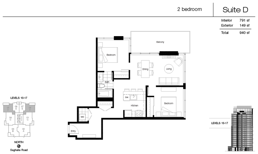 Suite D floor plan at Promontory At Bayview Place by Bosa Properties in Victoria, British Columbia