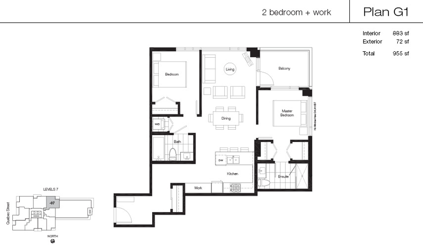 G1 floor plan at Lido by Bosa Properties in Vancouver, British Columbia