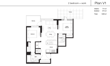 The V1 new home model plan at the Lido by Bosa Properties in Vancouver