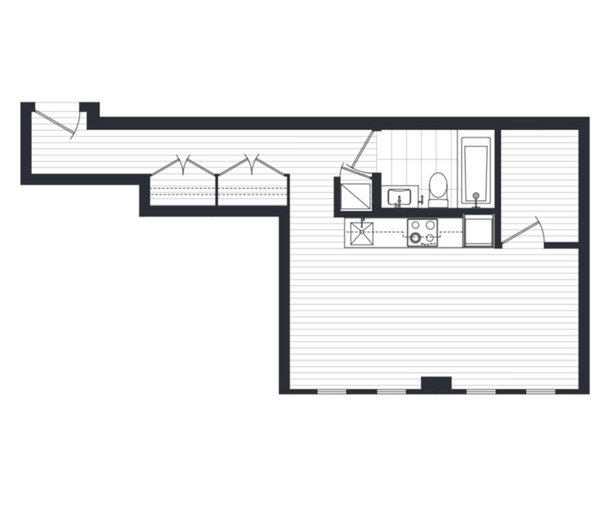 Suite E floor plan at 999 Seymour by Townline Homes in Vancouver, British Columbia