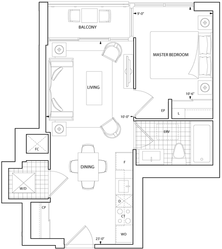 1A floor plan at Aquavista by Tridel in Toronto, Ontario