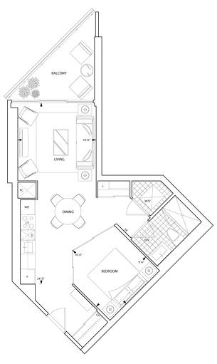 1E floor plan at Aquavista by Tridel in Toronto, Ontario