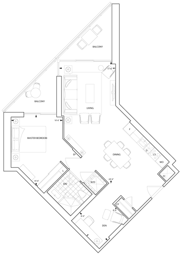 1L+D floor plan at Aquavista by Tridel in Toronto, Ontario