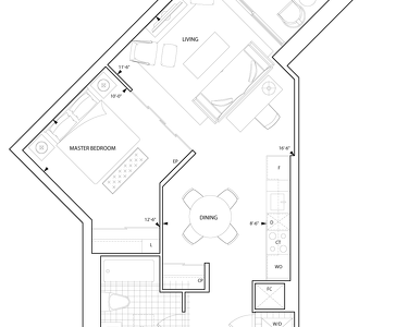 The 1K new home model plan at the Aquavista by Tridel in Toronto