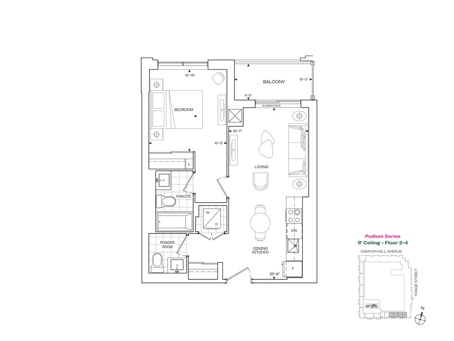 A 595 floor plan at Rise & Rose Burnet Tower by Greenpark in Richmond Hill, ON