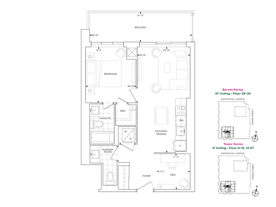 B 633 floor plan at Rise & Rose Burnet Tower by Greenpark in Richmond Hill, ON