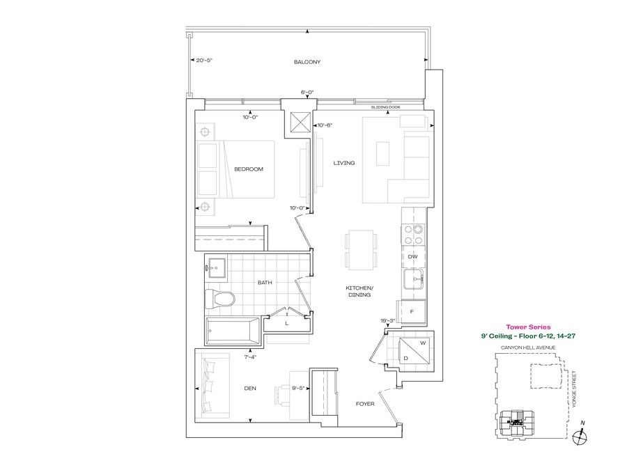 B 639BF floor plan at Rise & Rose Burnet Tower by Greenpark in Richmond Hill, ON