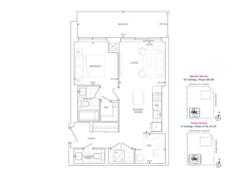 B 668 floor plan at Rise & Rose Burnet Tower by Greenpark in Richmond Hill, ON