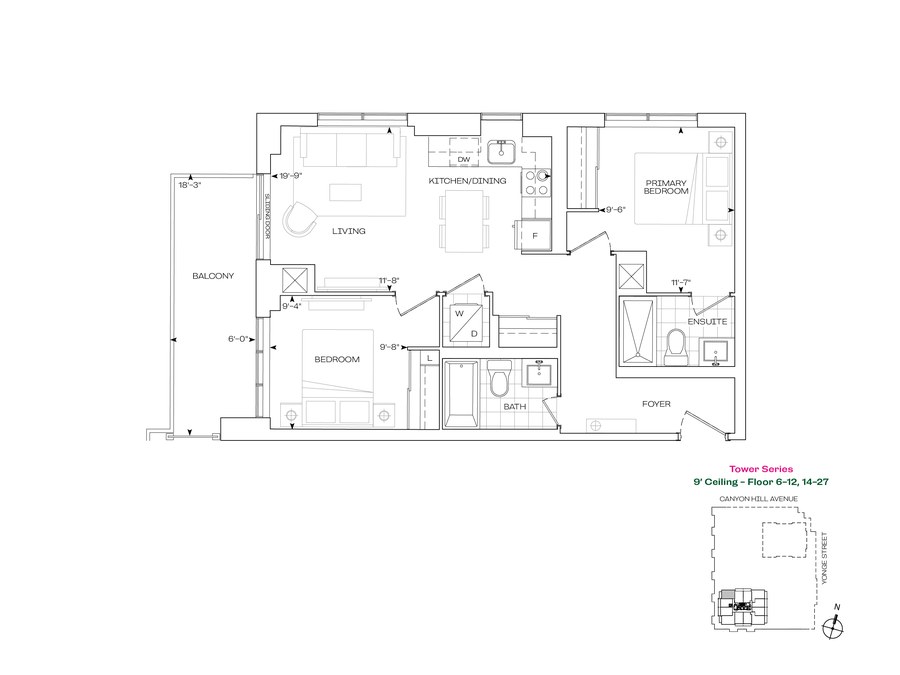 C 784 floor plan at Rise & Rose Burnet Tower by Greenpark in Richmond Hill, ON