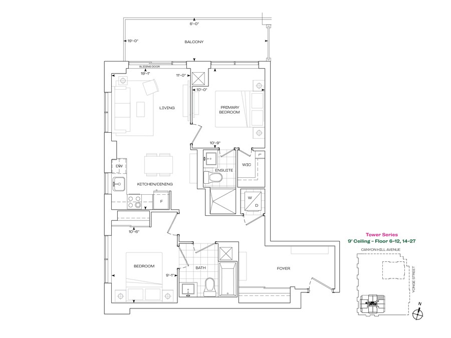 The C 851BF new home model plan at the Rise & Rose Burnet Tower by Greenpark in Richmond Hill