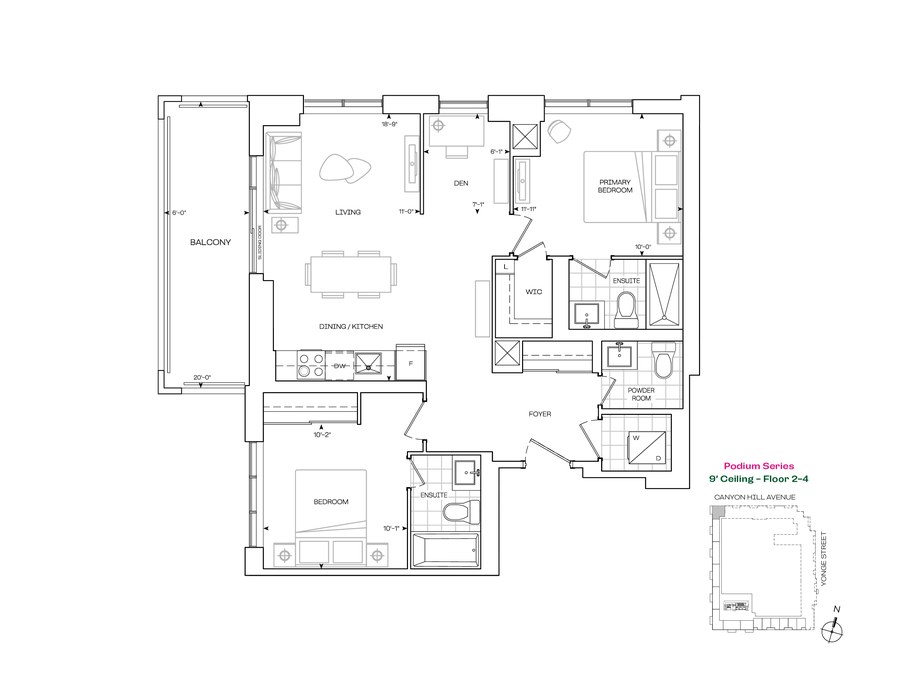 D 968 floor plan at Rise & Rose Burnet Tower by Greenpark in Richmond Hill, ON