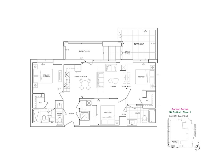 The E 1050BF new home model plan at the Rise & Rose Burnet Tower by Greenpark in Richmond Hill