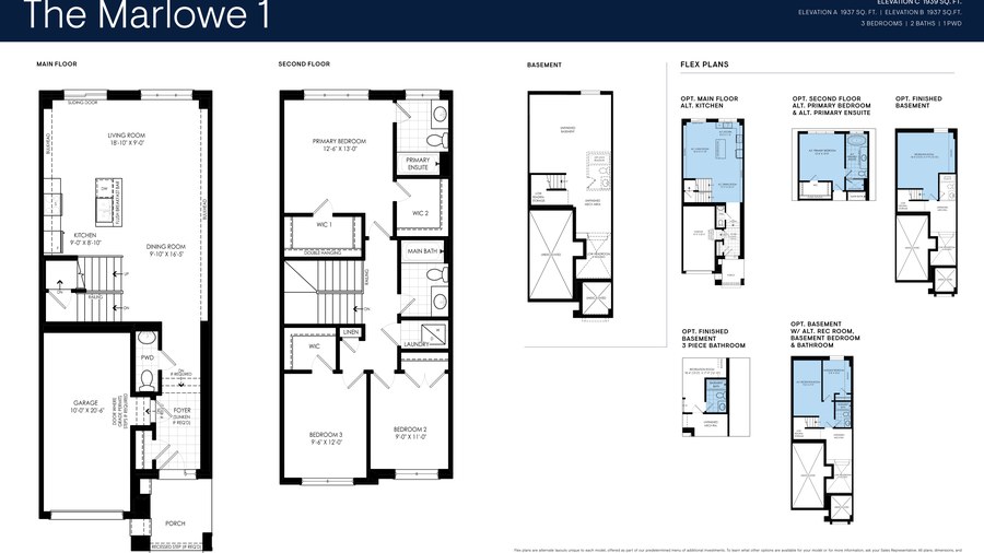 The The Marlowe 1 new home model plan at the Creekstone (Mi) by Minto Communities in Courtice