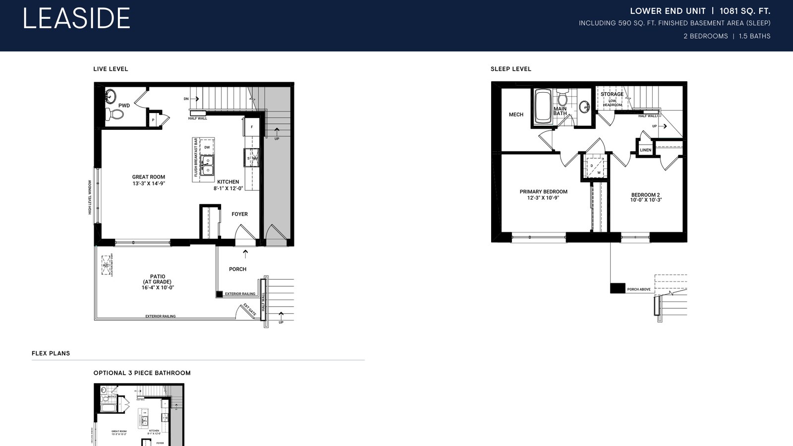 Leaside Lower End floor plan at Anthem by Minto Communities in Barrhaven, ON