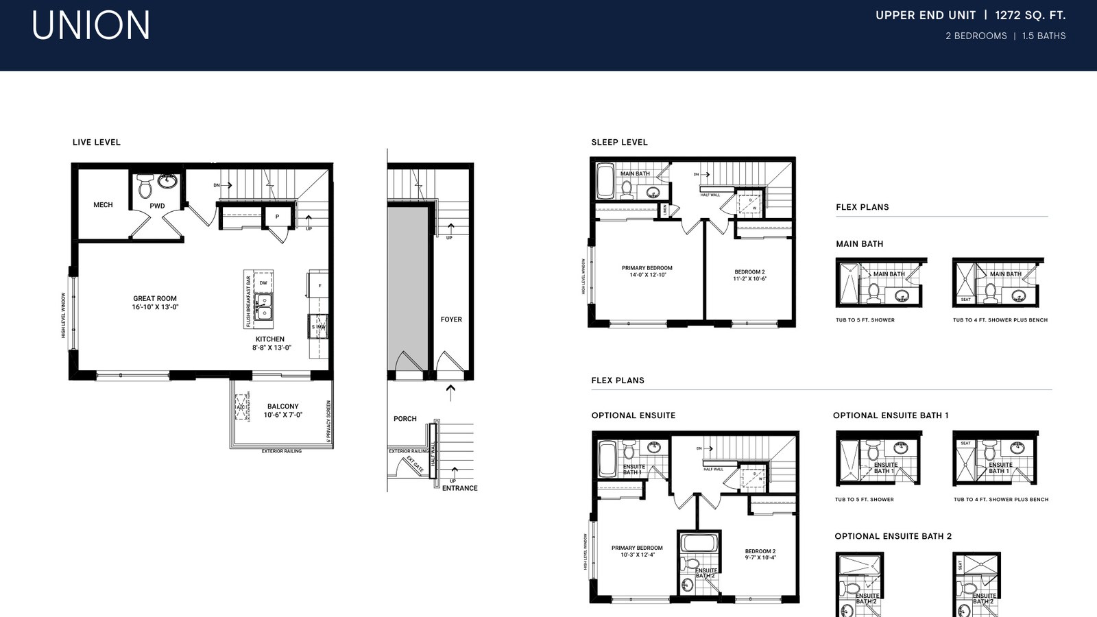 Union Upper End floor plan at Anthem by Minto Communities in Barrhaven, ON