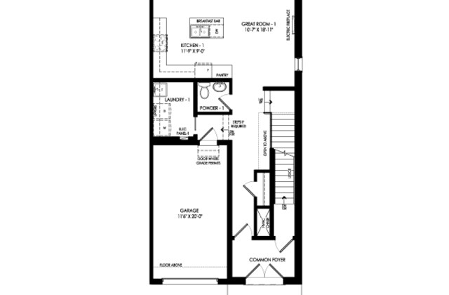 The TH-01E new home model plan at the Shaw Valley Towns by Collier Homes in St. Thomas