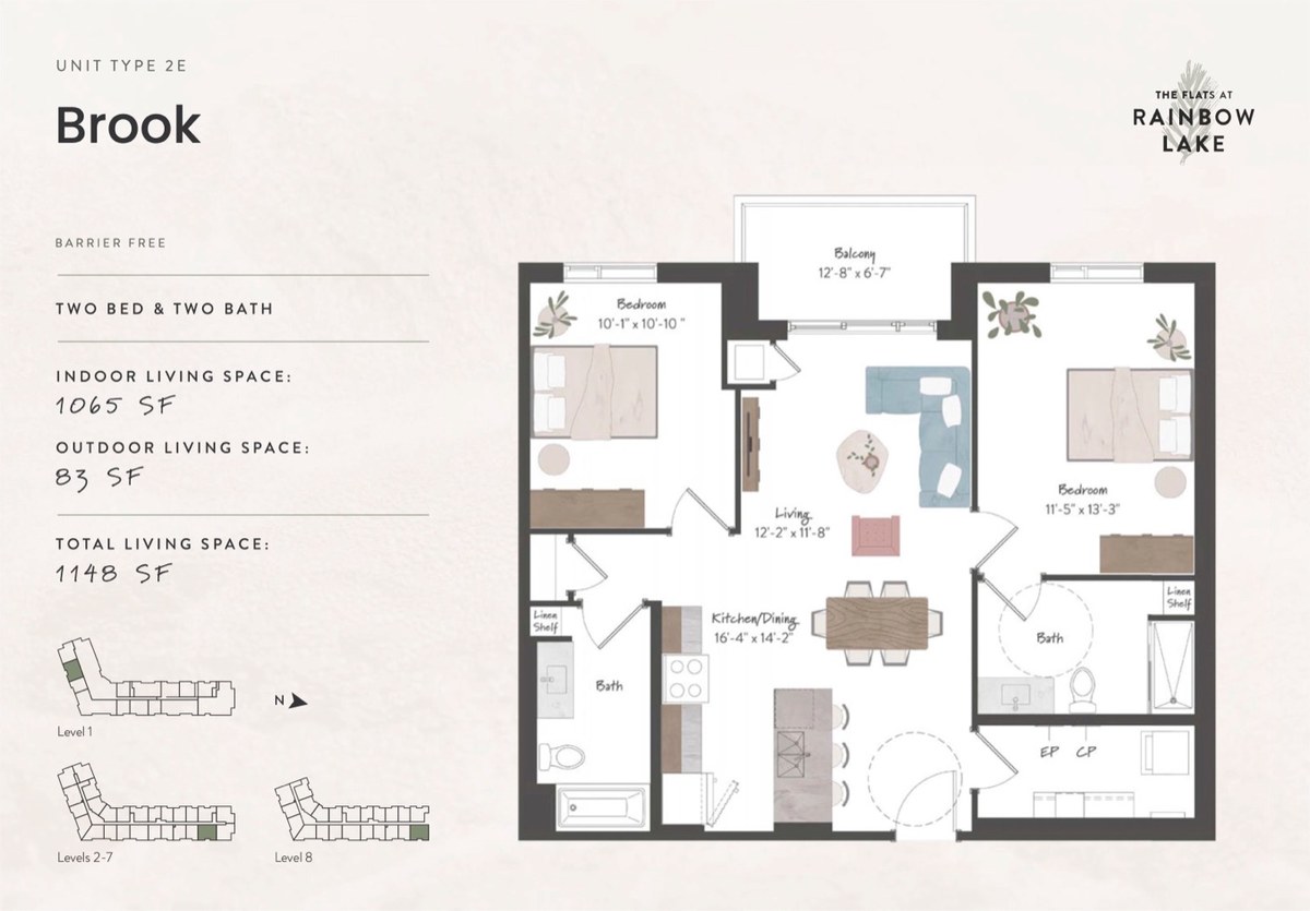 Brook floor plan at The Flats at Rainbow Lake by HIP Developments in Kitchener, Ontario