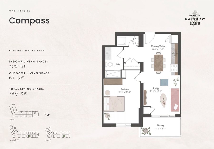 The Compass new home model plan at the The Flats at Rainbow Lake by HIP Developments in Kitchener