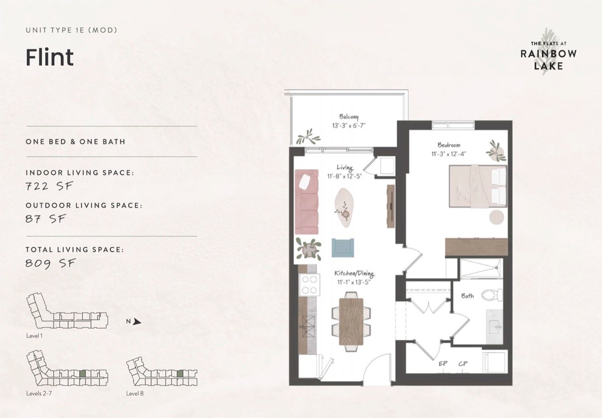 Flint floor plan at The Flats at Rainbow Lake by HIP Developments in Kitchener, Ontario