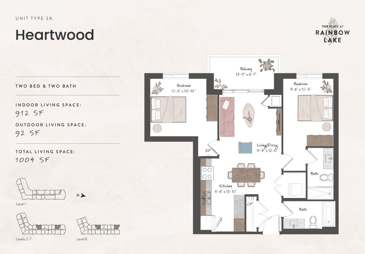 Heartwood floor plan at The Flats at Rainbow Lake by HIP Developments in Kitchener, Ontario