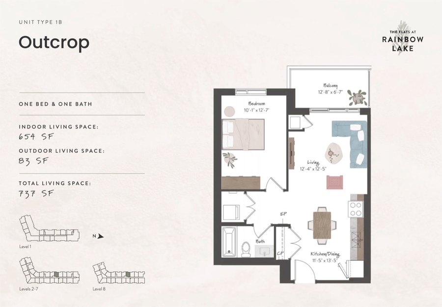 The Outcrop new home model plan at the The Flats at Rainbow Lake by HIP Developments in Kitchener