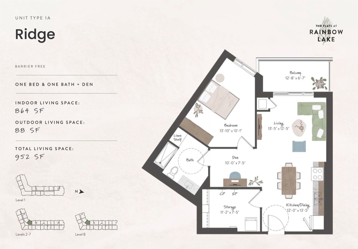 Ridge floor plan at The Flats at Rainbow Lake by HIP Developments in Kitchener, Ontario