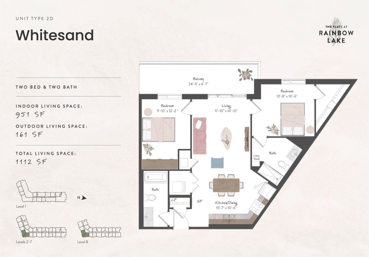 Whitesand floor plan at The Flats at Rainbow Lake by HIP Developments in Kitchener, Ontario