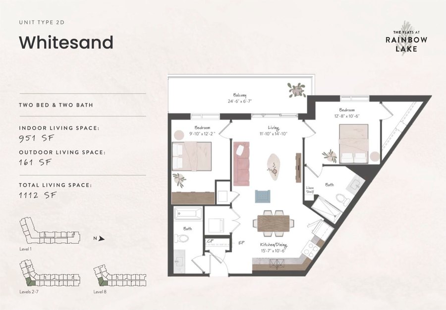 The Whitesand new home model plan at the The Flats at Rainbow Lake by HIP Developments in Kitchener