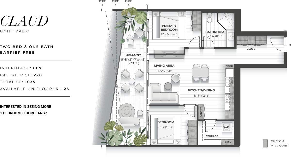 Claud floor plan at Strata by HIP Developments in Waterloo, Ontario