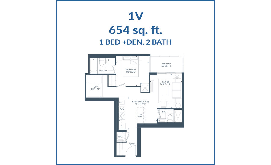 1V floor plan at The Highmark by Highmark in Pickering, Ontario