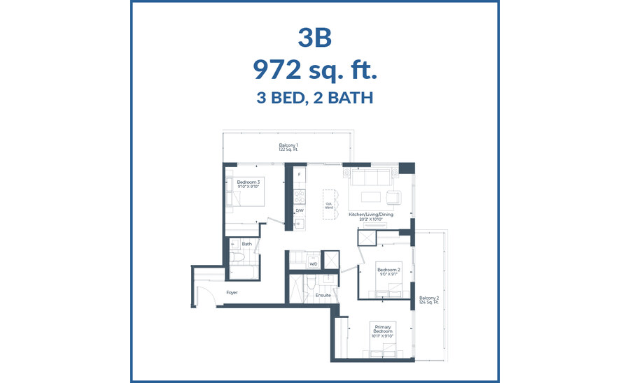 3B floor plan at The Highmark by Highmark in Pickering, Ontario