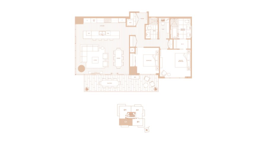 Plan C1 floor plan at 1335 Howe by Onni Group in Vancouver, BC