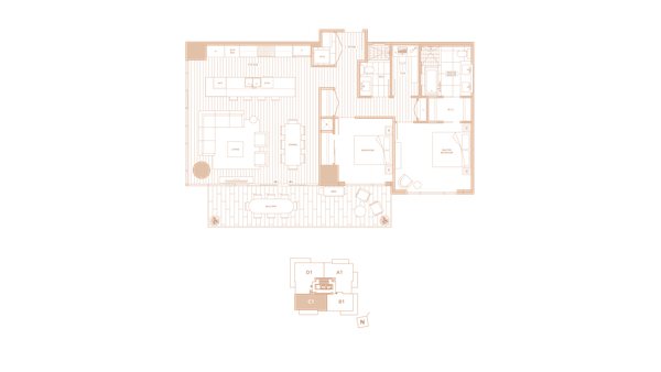 The Plan C1 new home model plan at the 1335 Howe by Onni Group in Vancouver