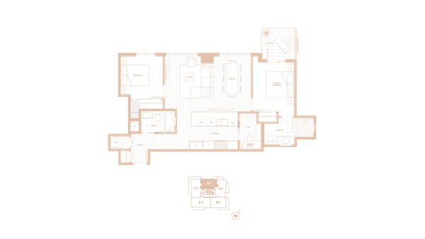 The Plan M1 new home model plan at the 1335 Howe by Onni Group in Vancouver