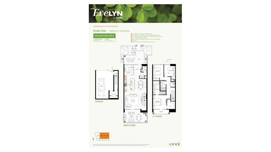Townhomes 3 Bedroom + Family floor plan at Evelyn by Onni Group in West Vancouver, BC