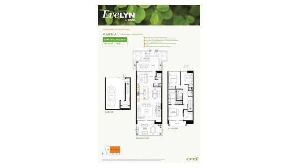 The Townhomes 3 Bedroom + Family new home model plan at the Evelyn by Onni Group in West Vancouver