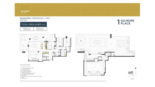 The Tower 1 PH6 new home model plan at the Gilmore Place by Onni Group in Burnaby