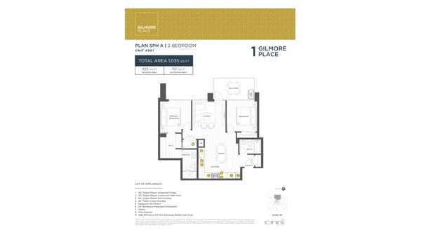 The Tower 1 SPH A new home model plan at the Gilmore Place by Onni Group in Burnaby